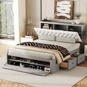 Polibi Queen Size Platform Bed with Storage: $398 Polibi Queen Size Platform Bed with Storage: $398