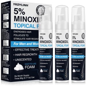90g 5% Minoxidil Topical Foam 3-Pack: $12.99