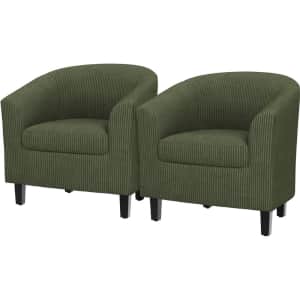 Renwick Corduroy Fabric Barrell Chair Set of 2: $156