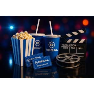 Regal Movie Tickets for 2 w/ Snacks: $33