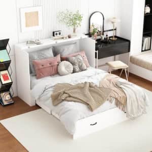 Fufu & Gaga Queen Murphy Bed w/ Large Drawer & USB Charging Station: $377 Fufu & Gaga Queen Murphy Bed w/ Large Drawer & USB Charging Station: $377