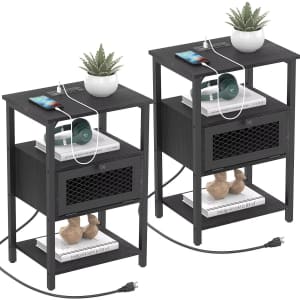 Set of 2 Nightstands w/ USB Ports: $35