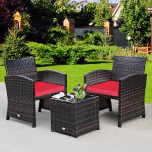 Costway 3-Piece Rattan Wicker Patio Set: $70