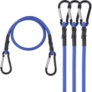 Workpro 24" Heavy Duty Bungee Cord w/ Hooks 4-Pack: $8