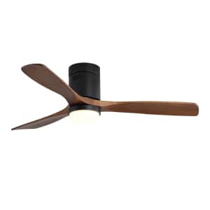 Sofucor 52" Flush Mount 3 Blades Wood Ceiling Fan With Light: $109.99