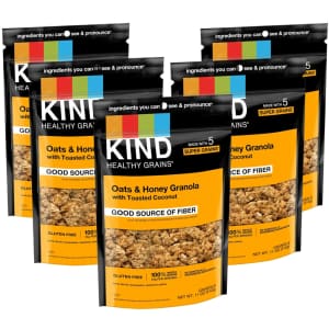 KIND 11-oz. Healthy Grains Oats & Honey Granola with Toasted Coconut 5-Pack: $14.99