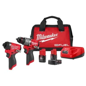 Milwaukee M12 FUEL 12-Volt Lithium-Ion Brushless Cordless Hammer Drill and Impact Driver Combo: $179