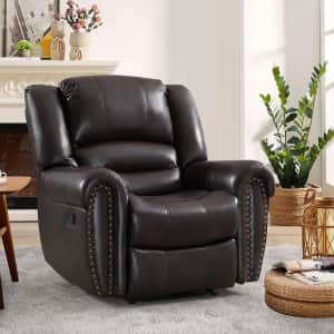 Red Barrel Studio Chemika 40" Padded Oversized Manual Recliner w/ Rivets: $250 Red Barrel Studio Chemika 40" Padded Oversized Manual Recliner w/ Rivets: $250