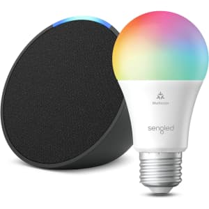 Amazon Echo Pop Smart Speaker w/ Sengled Smart Color Bulb: $25