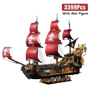 3,399-Piece Phantom Queen Pirate Ship Building Set: $33.83