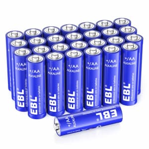EBL AA 1.5V Alkaline Batteries 28-Pack: $8 w/ Prime