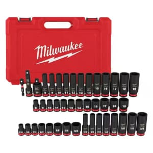 Milwaukee SHOCKWAVE 3/8" Drive SAE and Metric 6 Point Impact Socket 43-Pc. Set: $84.97 Milwaukee SHOCKWAVE 3/8" Drive SAE and Metric 6 Point Impact Socket 43-Pc. Set: $84.97