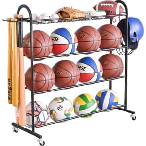 Plkow Rolling Sports Equipment Storage Rack: $49 w/ Prime