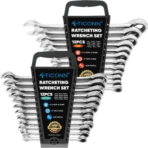 Ticonn 24-Piece SAE and Metric Ratcheting Wrench Set: $29.97 Ticonn 24-Piece SAE and Metric Ratcheting Wrench Set: $29.97