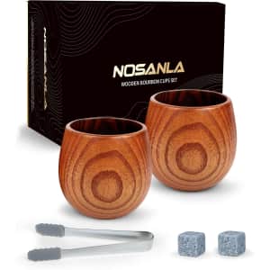 Charred Oak Bourbon Glasses Set with Whiskey Stones: $24.99 Charred Oak Bourbon Glasses Set with Whiskey Stones: $24.99