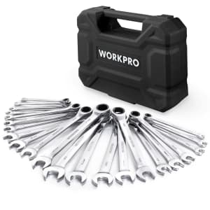 WorkPro 22-Piece Ratcheting Wrench Set with Box: $40