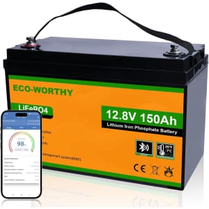 Eco-Worthy 12V 150Ah Bluetooth LiFePO4 Lithium Battery: $179.19