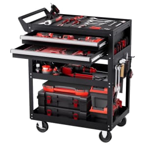 Vevor 5-Tier Rolling Work Cart with Drawer & Pegboard: $127