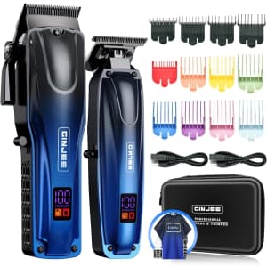 GinJee Professional Cordless & Corded Barber Clippers Kit: $32.99