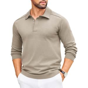 Coofandy Men's Long-Sleeve Knit Polo: $9.99