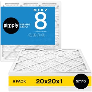 Simply 20x20x1" MERV 8 Air Filters 6-Pack: $33 w/ Subscribe & Save Simply 20x20x1" MERV 8 Air Filters 6-Pack: $33 w/ Subscribe & Save