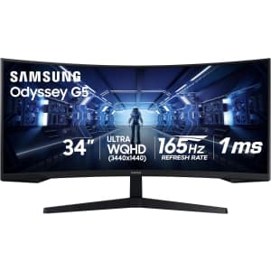 Samsung Odyssey G55T 34" Ultrawide 1440p HDR 165Hz Curved IPS FreeSync LED Gaming Monitor: $260