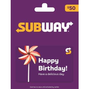 $50 Subway Birthday Gift Card: $43