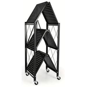 Heavy-Duty 750-lbs. 3-Tier Foldable Metal Storage Rack w/ Wheels: $20 Heavy-Duty 750-lbs. 3-Tier Foldable Metal Storage Rack w/ Wheels: $20