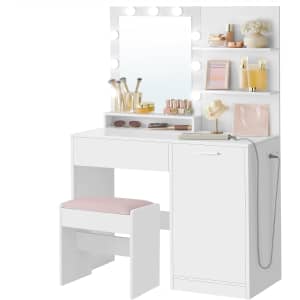 Vasagle Makeup Vanity Desk with Stool and Mirror: $137 Vasagle Makeup Vanity Desk with Stool and Mirror: $137