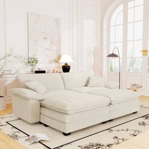 Muumblus 80" Deep Seat Modular Sectional Sofa w/ 2 Ottoman: $529