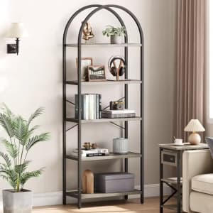 5-Tier Arched Farmhouse Bookcase: $53.96