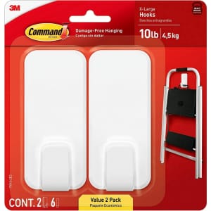 Command 10-lb XL Heavyweight Wall Hooks w/ Adhesive Strips: $5.43