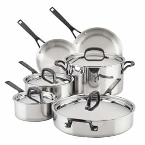 KitchenAid 5-Ply 10-Piece Stainless Cookware Set: $299.99