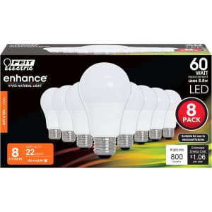 Feit Electric 8-Pack 60W Equivalent Dimmable LED Bulbs: $12.99