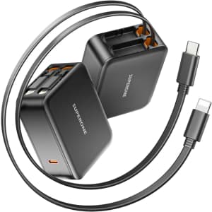 Superone 62W Dual Cable Retractable Wall Charger: $14.27
