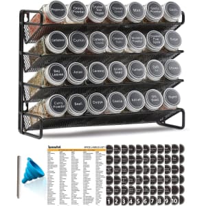 SpaceAid Spice Rack Organizer w/ 28 Spice Jars, 386 Labels: $30