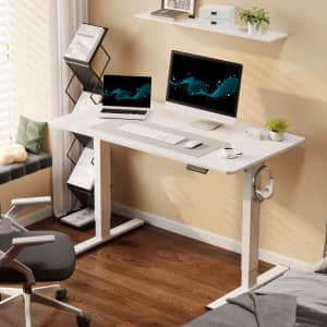 FlexiSpot Home Office Height Adjustable Standing Computer Desk with Hooks: $72