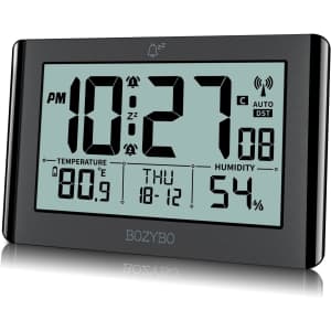 Atomic Clock with Indoor Temperature and Humidity: $15