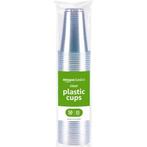Amazon Basics Disposable Clear Plastic 16-oz Cup 50-Pack: $4.24