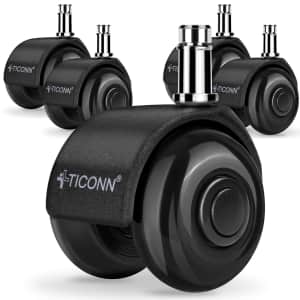 Ticonn 2" Dual-Wheel Caster Wheels for Office Chairs 5-Pack: $13.99
