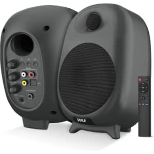 Pyle HiFi 60W Powered Bluetooth Bookshelf Monitor Speaker Set: $53