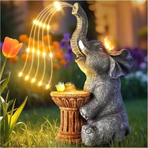 Dacoity 9.9" Solar-Powered Watering Elephant Statue w/ Lights: $9.89 Dacoity 9.9" Solar-Powered Watering Elephant Statue w/ Lights: $9.89