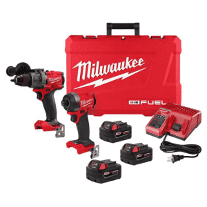 Milwaukee M18 Fuel Brushless Cordless Hammer Drill and Impact Driver Kit w/ 3 Batteries: $268