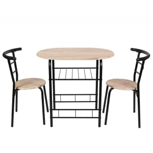 Mainstays 3-Piece Metal and Wood Dining Set: $64 Mainstays 3-Piece Metal and Wood Dining Set: $64