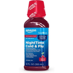 Amazon Basic Care 12-oz. Night Time Cold & Flu Liquid: $5.58 w/ Subscribe & Save Amazon Basic Care 12-oz. Night Time Cold & Flu Liquid: $5.58 w/ Subscribe & Save