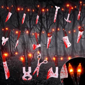12-Ft. Halloween String Lights w/ 16 Fake Bloody Knives: $6.99