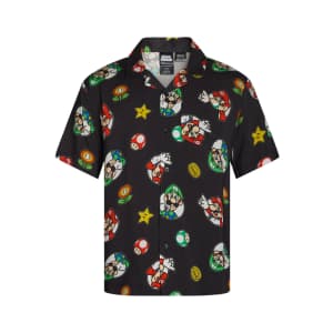 Nintendo Men's Character Toss Button-Up Shirt: $9.71