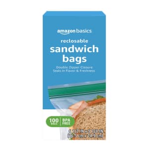 Amazon Basics Double Zipper Sandwich Bags 100-Pack: $2.20 w/ Prime