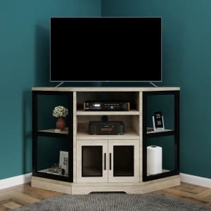 Yitahome Farmhouse Wood Corner TV Stand: $129.59 Yitahome Farmhouse Wood Corner TV Stand: $129.59