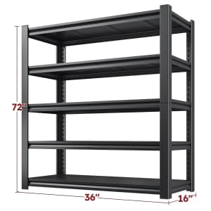 REIBII 72" Heavy-Duty 5-Tier 3,000-lbs. Shelving Unit: $40